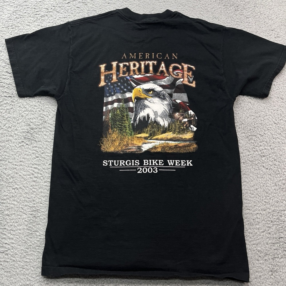 Sturgis Bike Week T-Shirt Mens L Black Vintage 2003 Motorcycle American Eagle